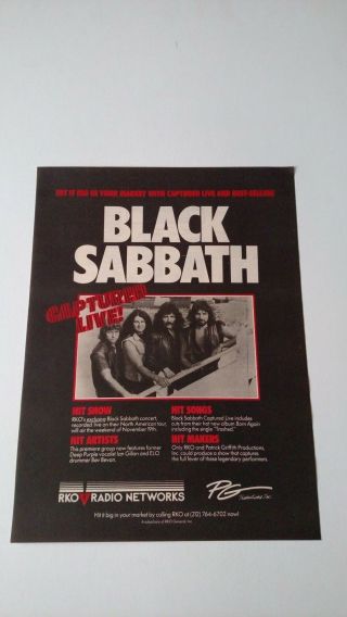 Black Sabbath Captured Live (1983) Rare Print Promo Poster Ad