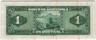 RARE 1948 GUATEMALA 1 QUETZAL BANCO DE GUATEMALA P - 24 BANKNOTE - b30 2