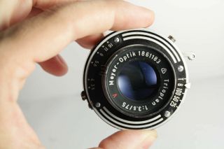 ultra rare Meyer - Optik Gorlitz TRIOPLAN F/3,  5 75mm Lens w/ shutter 3,  5/75 bokeh 3