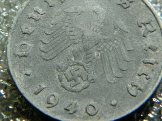 Rare Old Antique 1940 Ww2 Wwii Military Nazi Germany War Eagle Swastika Coin
