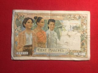 French Indochina Cambodia Laos & Vietnam 100 Piastres Pick 97 Rare 1954