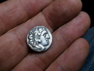 Macedonian Kingdom Alexander III 336 - 323 BC.  AR Drachm Colophon Rare. 4