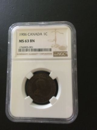 Canada Canadian Large Cent Ngc Ms63bn 1906 Rare