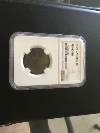 Canada Canadian Large Cent NGC Ms63BN 1906 Rare 3