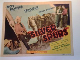 Roy Rogers Silver Spurs Rare 1943 Wwii Lobby " Title " Card