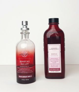 Bath & Body Black Currant Vanilla Rare Body Mist And Massage Oil