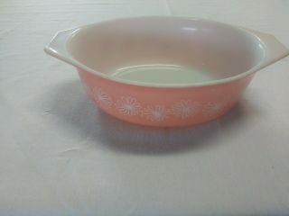 Rare Vintage Pyrex Pink Daisy Oval Casserole Dish 1.  5 Qt 043