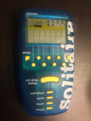 Radica Handheld Electronic Solitaire Card Game Blue 1998 Rare Htf