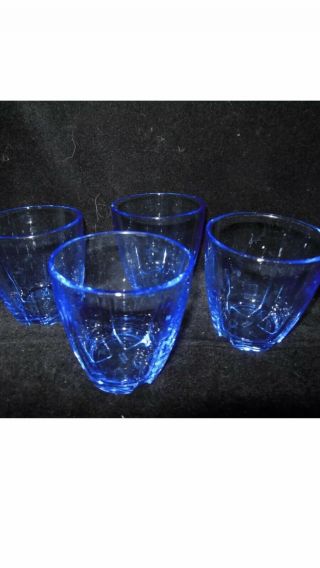 Kosta Boda Bruk Rare Tumbler Blue Drinking Glasses Set Of 4
