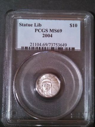 2004 Platinum $10 Eagle Certified Pcgs Ms69 Us Ms Rare 15,  010 Minted