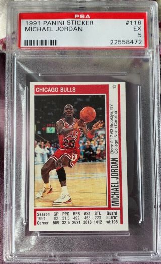 1991 Panini Sticker Michael Jordan Psa 5 Bgs 9 Rare Mj Base Card Must For Mj Fan