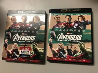 Marvel Avengers Age Of Ultron 4k Ultra Hd Blu Ray 2 - Disc Set,  Rare Oop Slipcover