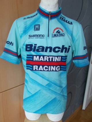 Santini Bianchi Martini Racing Shimano Mtb Rare Cycling Shirt Jersey Vintage