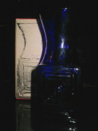 RARE DARTINGTON FT58 GLASS VASE FRANK THROWER GREEK KEY BRISTOL BLUE 3