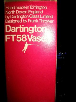 RARE DARTINGTON FT58 GLASS VASE FRANK THROWER GREEK KEY BRISTOL BLUE 5