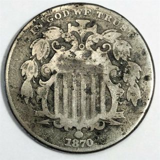 1870 Shield Nickel Coin Rare Date