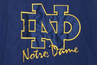 Vintage Notre Dame Mens S L Legens Satin Jacket Snap Up Rare Nav Blue and Gold. 2