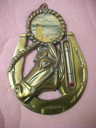 J Vintage Rare Metal Horse Horseshoe Thermometer Itasca State Park Minn Mn Wow