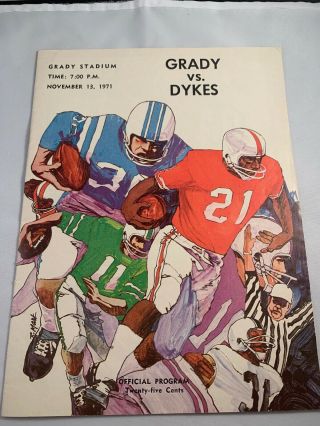 Rare Grady High School Football Program 1971 Versus Dykes Atlanta Georgia