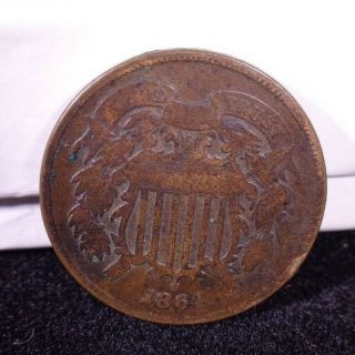 1864 2 Cent Piece Rare Coin