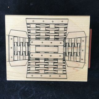 (b) Large Vintage Rubber Stamp Cutout Pattern Basket For Paper Crafts Rare