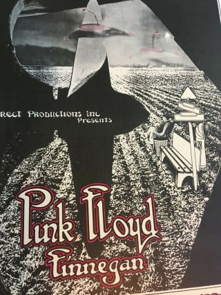 Rare 1971 Pink Floyd 1st Print Poster Family Finnegan Dark Side Randy Tuten Wall