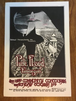 Rare 1971 Pink Floyd 1st Print Poster Family Finnegan Dark Side Randy Tuten Wall 3