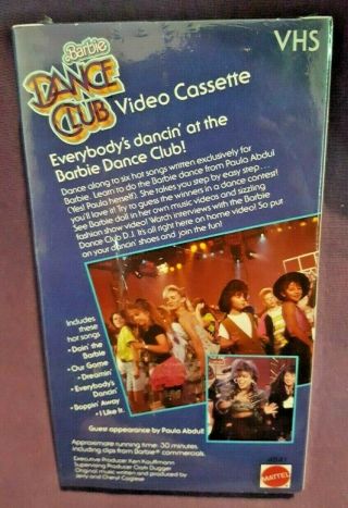 Vintage 1989 BARBIE DANCE CLUB VHS Video PAULA ABDUL RARE 2