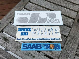 Saab Rare Vintage Decals Stickers - Set Of Three - Trolls Race Rally Sport Ski
