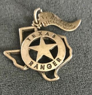 Rare Vtg 925 Sterling Silver Texas Rangers Charm History Museum