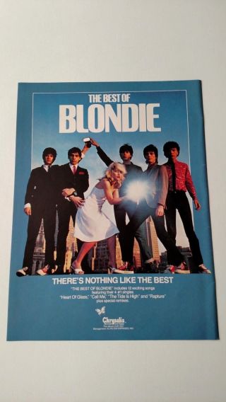 The Best Of Blondie " The Tide Is High " 1984 Rare Print Promo Poster Ad