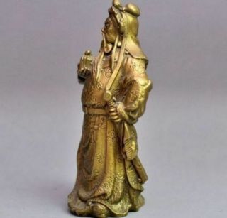 Rare Chinese brass Carved Dragon Warrior Guan Gong/ guan yu statue 2