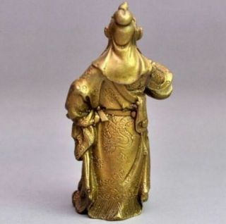 Rare Chinese brass Carved Dragon Warrior Guan Gong/ guan yu statue 3
