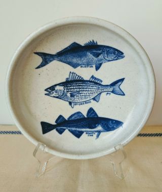 Chatham Pottery Stoneware Seafood Dish Blue Cape Cod Rare