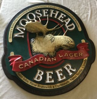 Vintage Moosehead Beer 3 - D Giant Back Bar Sign Cabin Northwoods Man Cave Rare