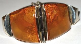 Rare Vintage Eiler & Marloe Denmark Sterling Modernist Huge Amber Bracelet 2