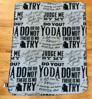 Rare Star Wars Sayings & Quotes Yoda Throw Blanket 50x40.  Black And Grey Gray