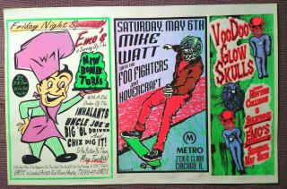1995 Rare Uncut Foo Fighters Poster Chicago - Lindsey Kuhn