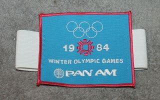 Vintage Rare Pan Am 1984 Sarajevo Xiv Winter Olympics Embroidered Arm Band