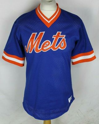 Vintage York Mets Baseball Jersey Majestic Mens Size Medium Rare 1980 