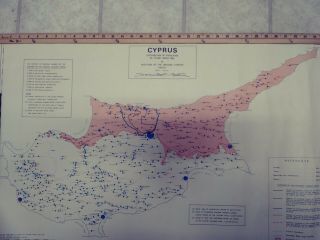 CYPRUS TURKISH INVASION Distribution of Population Map Vintage RARE 36x23 1976 4