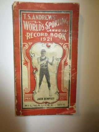 Rare 1921 " Andrews Boxing Record Book " - 210 Pages - Dempsey On Cover - " 98 Yrs Old "