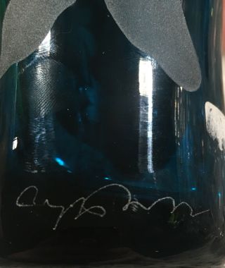 STUNNING Signed BLENKO Aqua BLUE Vase RARE 4
