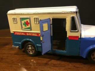 Rare Vintage 1950s Japan SSS Shioji Postal Savings Truck Bank Friction Toy 4