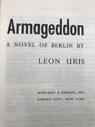 ARMAGEDDON: A NOVEL OF BERLIN 1964 Leon Uris HC WWII Germany Berlin Airlift RARE 4