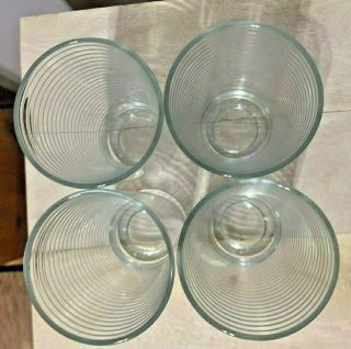 Vintage RARE Set of 4 White Striped Clear Drinking Glasses 16 OZ RETRO LOOK 3