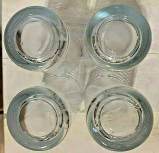 Vintage RARE Set of 4 White Striped Clear Drinking Glasses 16 OZ RETRO LOOK 4