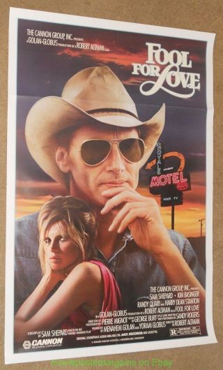Fool For Love Movie Poster Rare 1985 Folded 27x41 Sam Sheppard