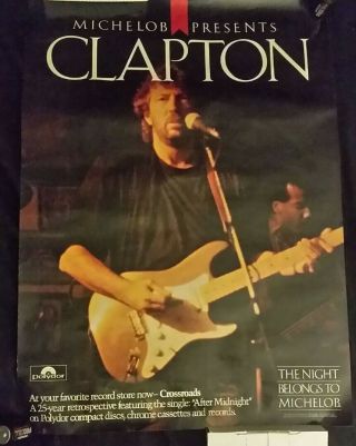 Eric Clapton 20x28 1987 Michelob Beer Promotional Poster Rare