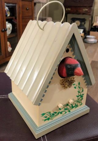 Rare Gemmy Singing Birdhouse Cardinal Singing Bird Makes Chirping Noises Songs